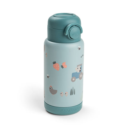 Done by Deer Thermos Rietjesfles Tiny Farm Blue 340ml