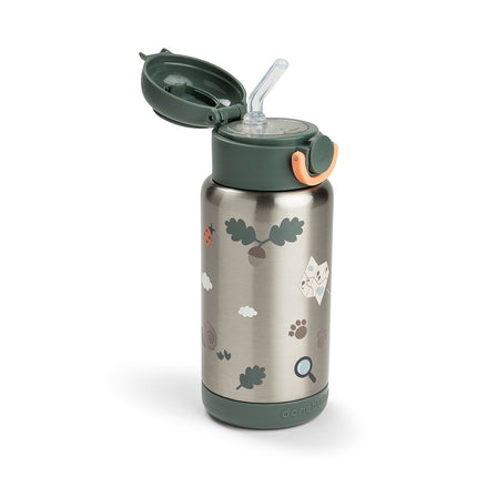 Done by Deer Thermos Rietjesfles Tiny Trails Green 340ml