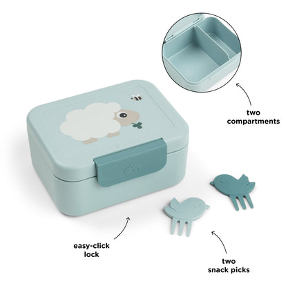 Done by Deer Lunchbox Incl. Snackprikkers Tiny Farm Blue