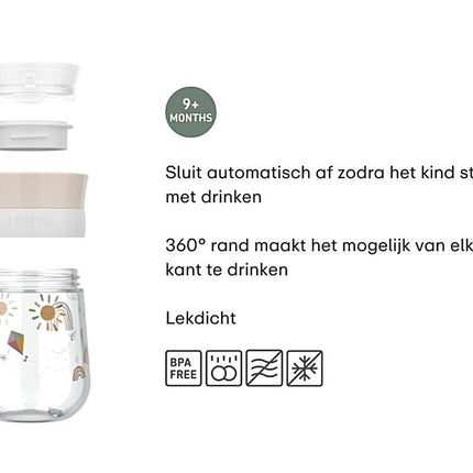 360° drinkbeker Mepal Mio 300 ml - Sunshine & Rainbow - Babywinkel - 8720294055396