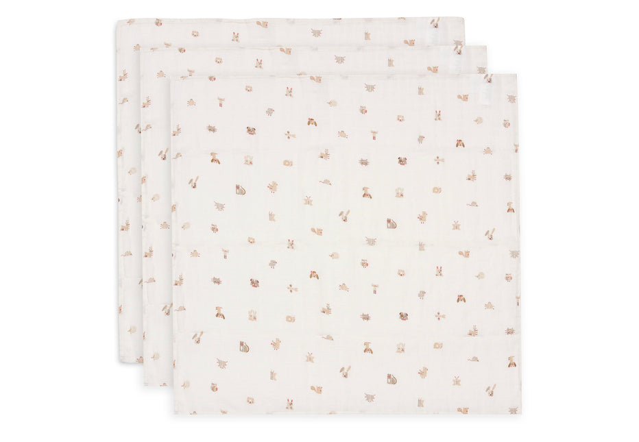 Hydrofiele Doek Small 70x70cm - Animal Friends - 3 Stuks