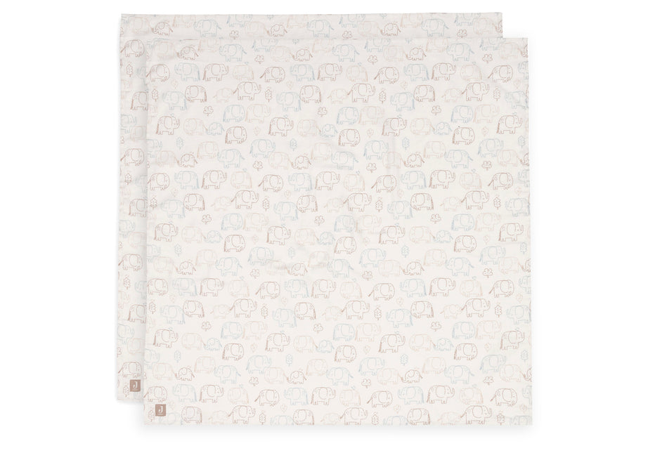 Hydrofiele Doek Large 115x115cm - Elephant Tales - 2 Stuks