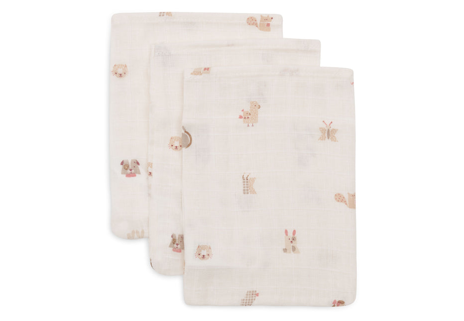 Hydrofiel Washandje 15x20cm - Animal Friends - 3 Stuks