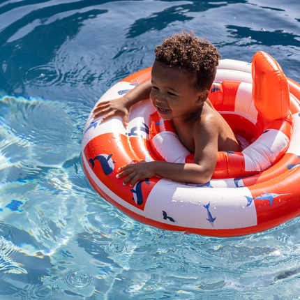 Swim Essentials Baby Float Wit/Rood Ocean Stripes 0-1 Jaar