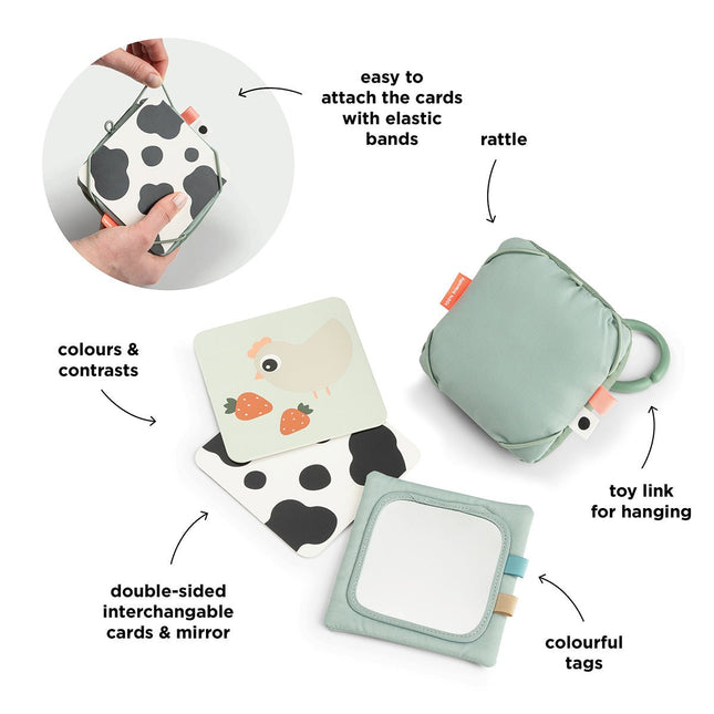Baby contrast card holder Tiny farm Green koop je bij Babywinkel