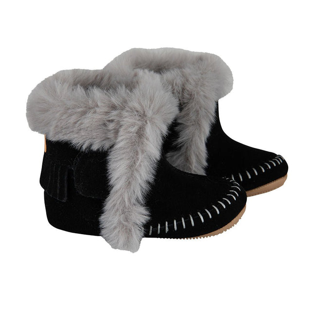 Baby Dutch Baby Schoentjes Hoog Zwart/Grijs koop je bij Babywinkel