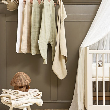 Baby zomer slaapoverall jumper pre - washed hydrofiel Uni - soft olive - Babywinkel - 4054703807042