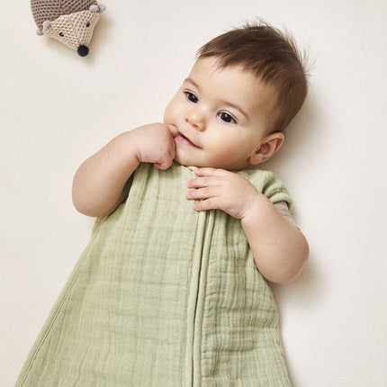Baby zomerslaapzak pre - washed hydrofiel Uni - soft olive - 0.5 TOG - Babywinkel - 4054703107005