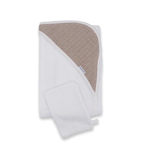 Bamboom Badcape Baby Met Washandje Duo Honey/ Sand - Bamboom - Babywinkel - 8054117837655