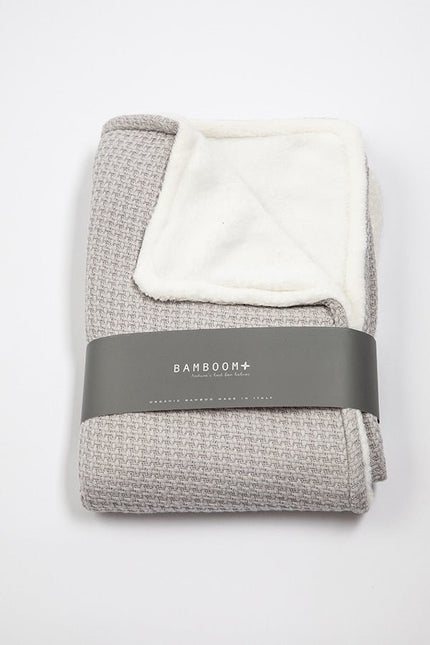 Bamboom Wiegdeken Gebreid Dubbel Soft Stone Parelgrijs 75x100cm - Bamboom - Babywinkel - 8053306050653