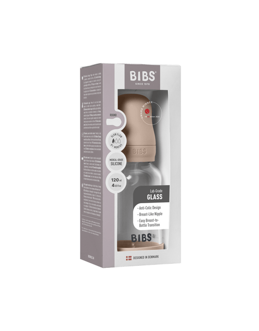 BIBS Babyfles Glass Siliconen Slow Flow Blush 120Ml koop je bij Babywinkel