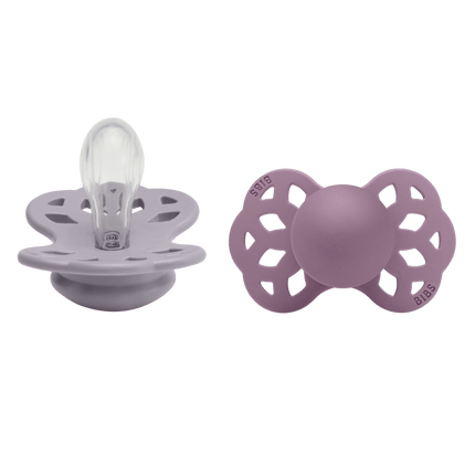BIBS Speen Maat 1 Silicone Symmetrical Fossil Grey/Mauve 2st - BIBS - Babywinkel - 5713795243976