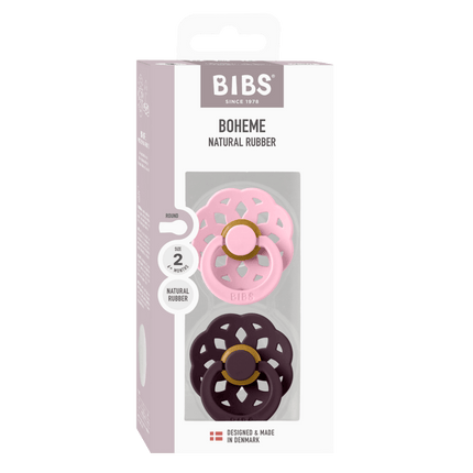 BIBS Spenen Maat 1 BOHEME Baby Pink/Plum 2st koop je bij Babywinkel