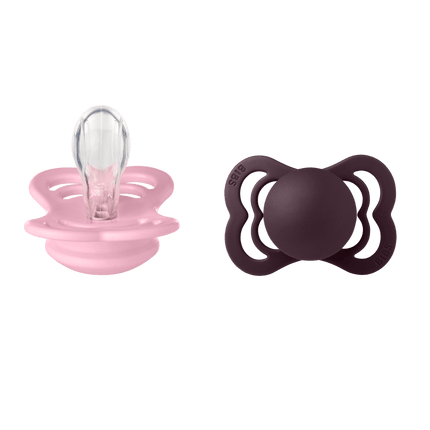 BIBS Spenen Maat 1 Supreme Siliconen Baby Pink/Plum 2st koop je bij Babywinkel