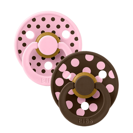 BIBS Spenen Maat 2 Studio Colour Polka Latex Baby Pink/Mocha 2st koop je bij Babywinkel