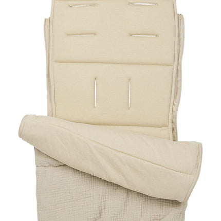 Buggy voetenzak en inlegger pre - washed hydrofiel Uni - sand - 45x130cm (2 - in - 1) - Babywinkel - 4054703803334