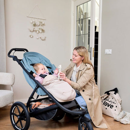 Buggy voetenzak en inlegger pre - washed hydrofiel Uni - sand - 45x130cm (2 - in - 1) - Babywinkel - 4054703803334