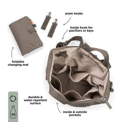 Changing backpack Taupe koop je bij Babywinkel