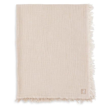 Deken Ledikant 120x120cm Fringe Stripe - Biscuit/Ivory - GOTS - Babywinkel - 8717329393813