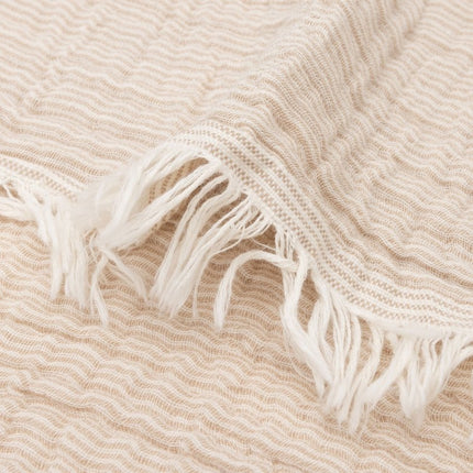 Deken Ledikant 120x120cm Fringe Stripe - Biscuit/Ivory - GOTS - Babywinkel - 8717329393813