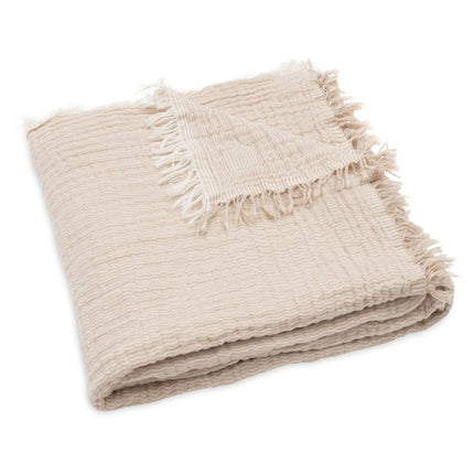 Deken Ledikant 120x120cm Fringe Stripe - Biscuit/Ivory - GOTS - Babywinkel - 8717329393813