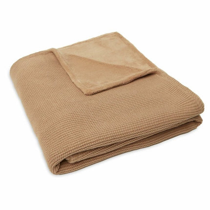 Deken Wieg 75x100cm Basic Knit - Biscuit/Fleece - Babywinkel - 8717329368088