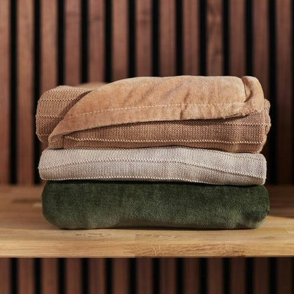 Deken Wieg 75x100cm Basic Knit - Biscuit/Fleece - Babywinkel - 8717329368088
