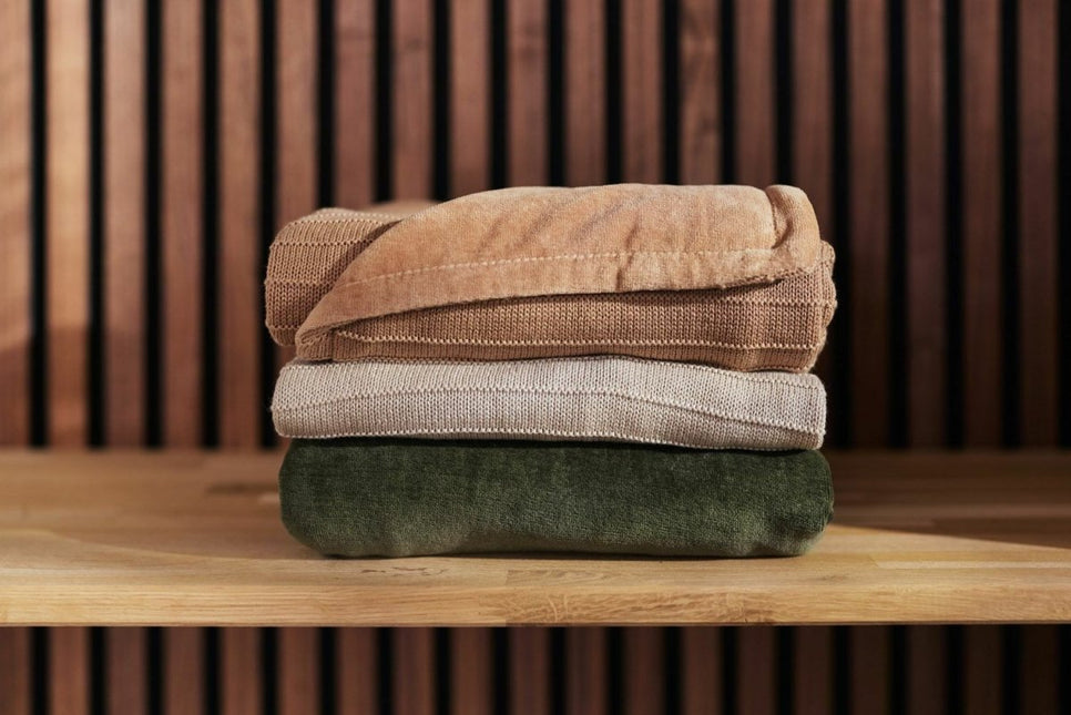 Deken Wieg 75x100cm Basic Knit - Biscuit/Fleece - Babywinkel - 8717329368088