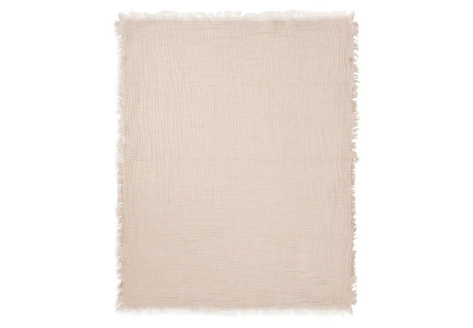 Deken Wieg 75x100cm Fringe Stripe - Biscuit/Ivory - GOTS - Babywinkel - 8717329393806