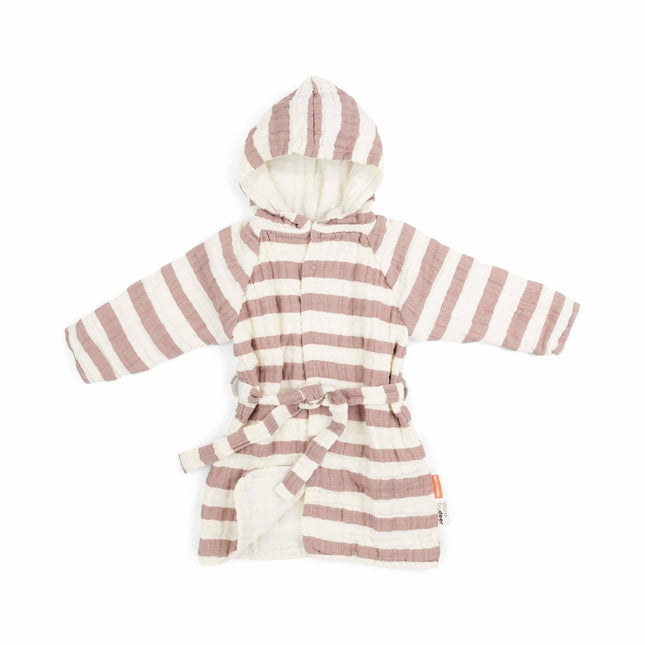 Done by Deer Badjas Baby Stripes Powder koop je bij Babywinkel