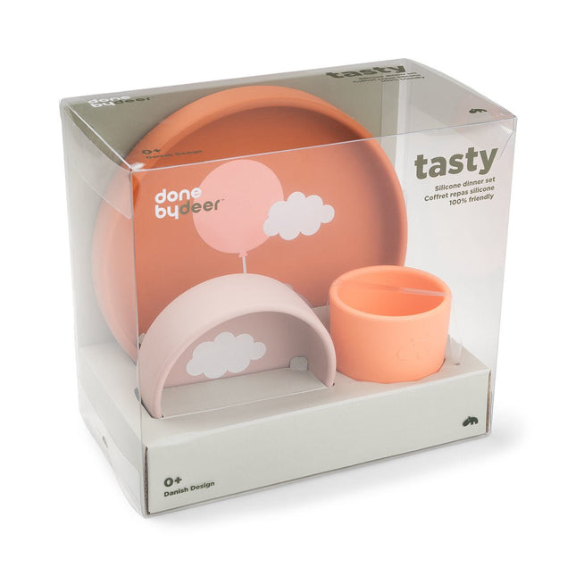 Done by Deer Kinderservies Set Happy Clouds Papaya 3st koop je bij Babywinkel