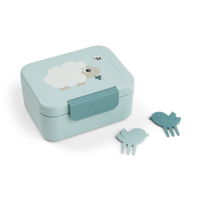 Done by Deer Lunchbox Incl. Snackprikkers Tiny Farm Blue koop je bij Babywinkel