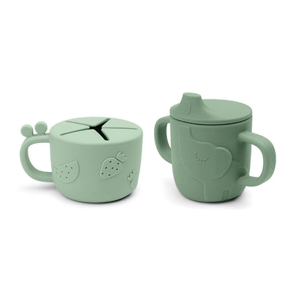 Done by Deer Snackbakje Met Drinkbeker Set Deer Friends Green - Done by Deer - Babywinkel - 5712643037170