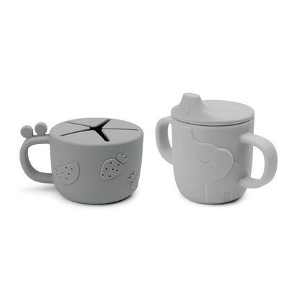 Done by Deer Snackbakje Met Drinkbeker Set Deer Friends Grey - Done by Deer - Babywinkel - 5712643037200