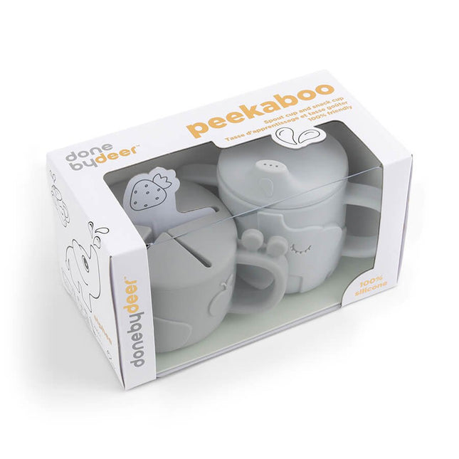 Done by Deer Snackbakje Met Drinkbeker Set Deer Friends Grey koop je bij Babywinkel