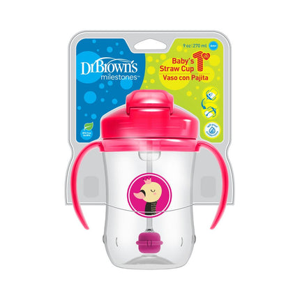 Dr. Brown's Eerste rietjesbeker roze 270ml - Dr. Brown's - Babywinkel - 072239311394