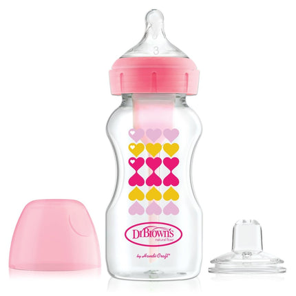Dr. Brown's Options + Bottle to Sippystarterkit BH 270ml roze - Babywinkel - 072239317273