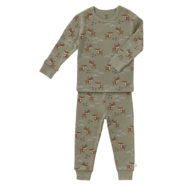 Fresk Baby Pyjama Deer Olive 2 delig - Babywinkel - 8720574694048