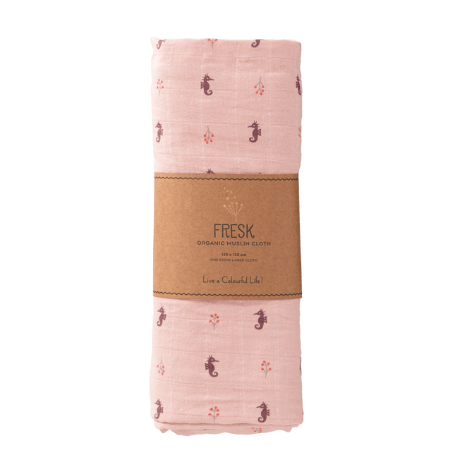 Fresk Inbakerdoek 120X120 Cm Seahorse - Fresk - Babywinkel - 8720874453369