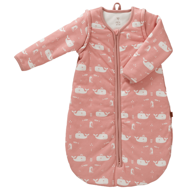 Fresk Slaapzak Baby Interlock Met Lichte Voering Whale Mellow Rose 60cm - Fresk - Babywinkel - 8720088956991