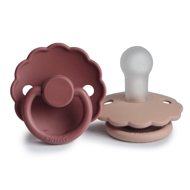 Frigg Speen Maat 1 Daisy Baby Blush/Woodch Silicone 2 - Pack - Frigg - Babywinkel - 5715239010878