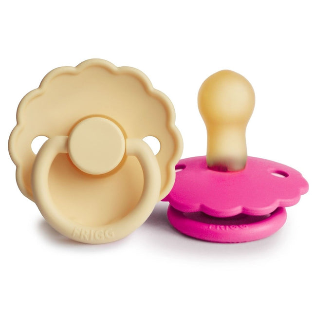 Frigg Speen Maat 1 Daisy Daffodil/Fuchsia Latex 2 - Pack - Frigg - Babywinkel - 5715239023847