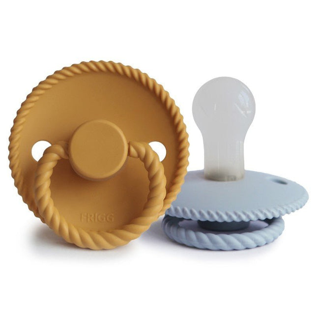 Frigg Speen Maat 1 Rope Honey Gold/Powder Blue Silicone 2 - Pack - Frigg - Babywinkel - 5715239011738