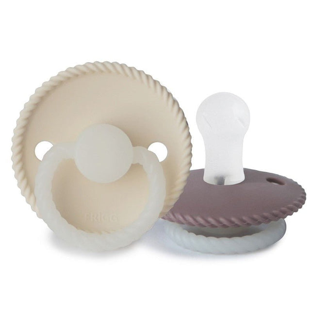 Frigg Speen Maat 1 Rope Night 2 - Pack Silicone Cream/Tw.Mauve - Frigg - Babywinkel - 5715239019796