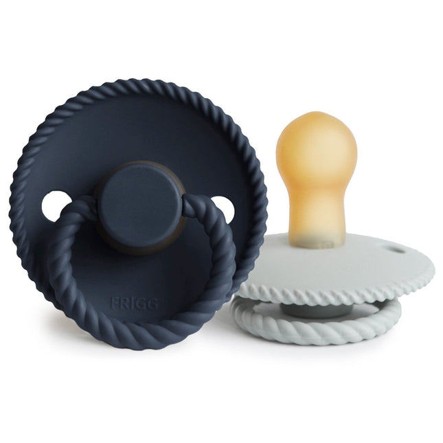 Frigg Speen Maat 1 Rope Silver Gray/Dark Navy Latex 2 - Pack - Frigg - Babywinkel - 5715239021980