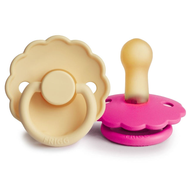 Frigg Speen Maat 2 Daisy Daffodil/Fuchsia Latex 2 - Pack - Frigg - Babywinkel - 5715239023885