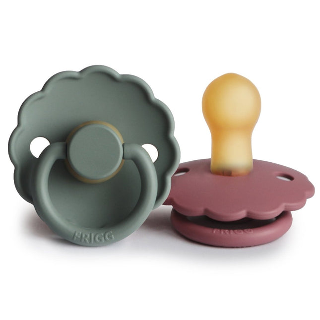 Frigg Speen Maat 2 Daisy Dusty Rose/Lily Pad Latex 2 - Pack - Frigg - Babywinkel - 5715239224183