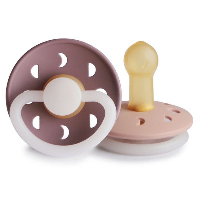 Frigg Speen Maat 2 Moon Night Tw.Mauve/Blush Latex 2 - Pack - Frigg - Babywinkel - 5715239019789