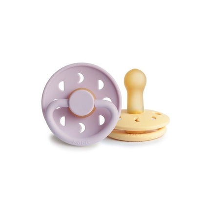 Frigg Speen Maat 2 Moon Pale Daffodil/Soft Lilac Latex 2 - Pack - Frigg - Babywinkel - 5715239624983