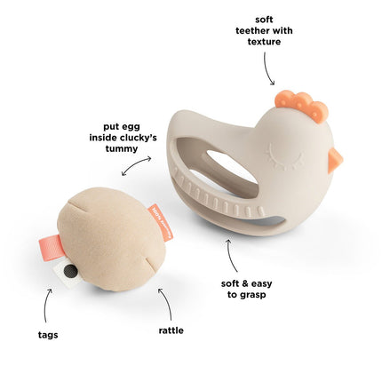 Grip & Bijtring Speelgoed w/rattle Clucky Sand koop je bij Babywinkel